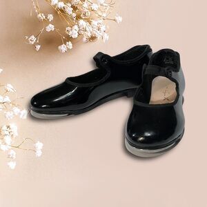Capezio Tele Tone Tap Shoes Girl’s 1M 69 65 N625C PAT‎  Black